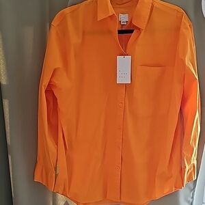 A New Day Orange Casual Button Down Shirt